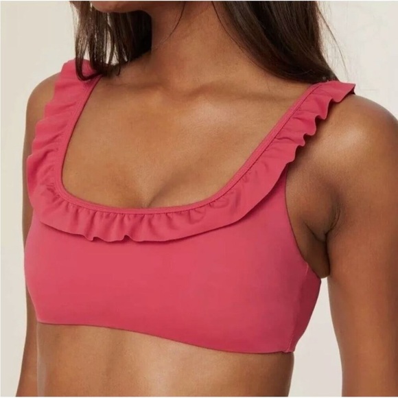 NWT Andie Hydra Ruffled Pullover Bikini Top with Removable Pads in Rosette, XL - Picture 1 of 9